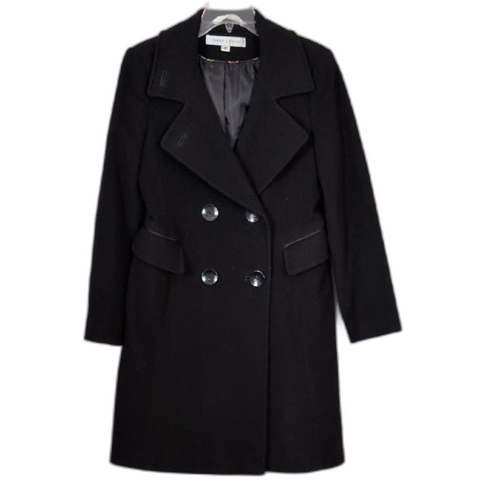 Larry Levine Wool Blend Pea Coat Black Women's 8P